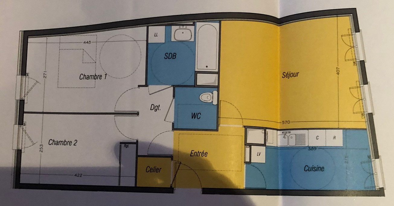 Appartement 3 pièces de 70m² bâtiment récent - Rouen droite - Secteur Gare